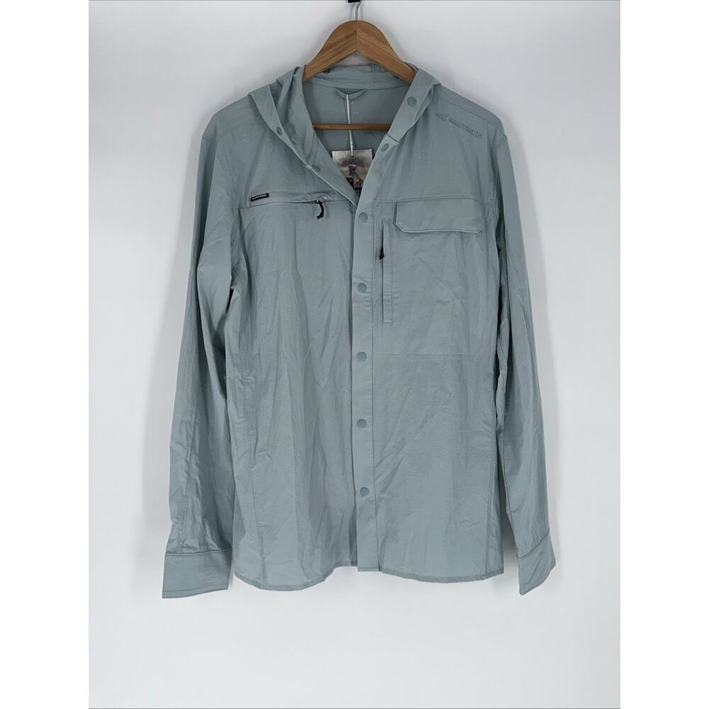 KastKing Mens Med Long Sleeve Fishing Shirt Lightweight Vented Snap Hooded NWT